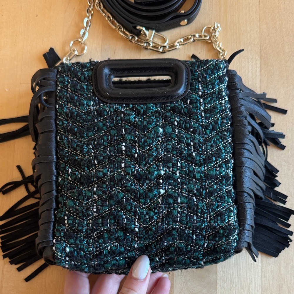 NWOT Maje Black and Green Tweed Crossbody Bag - Picture 4 of 7